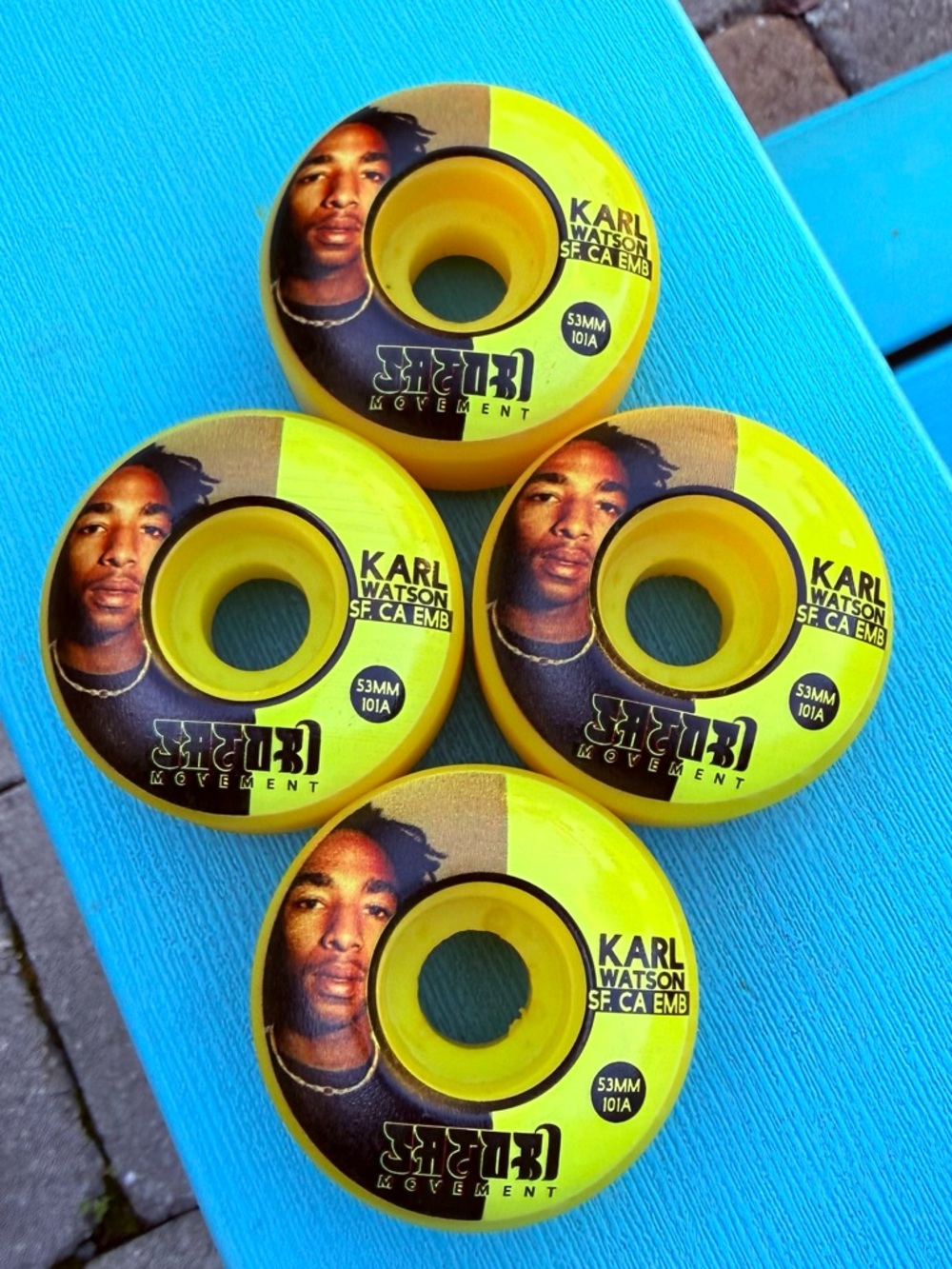 Satori Movement Karl Watson SF. EMB Skateboard Wheels 53mm 101a Custom Dyed NEW
